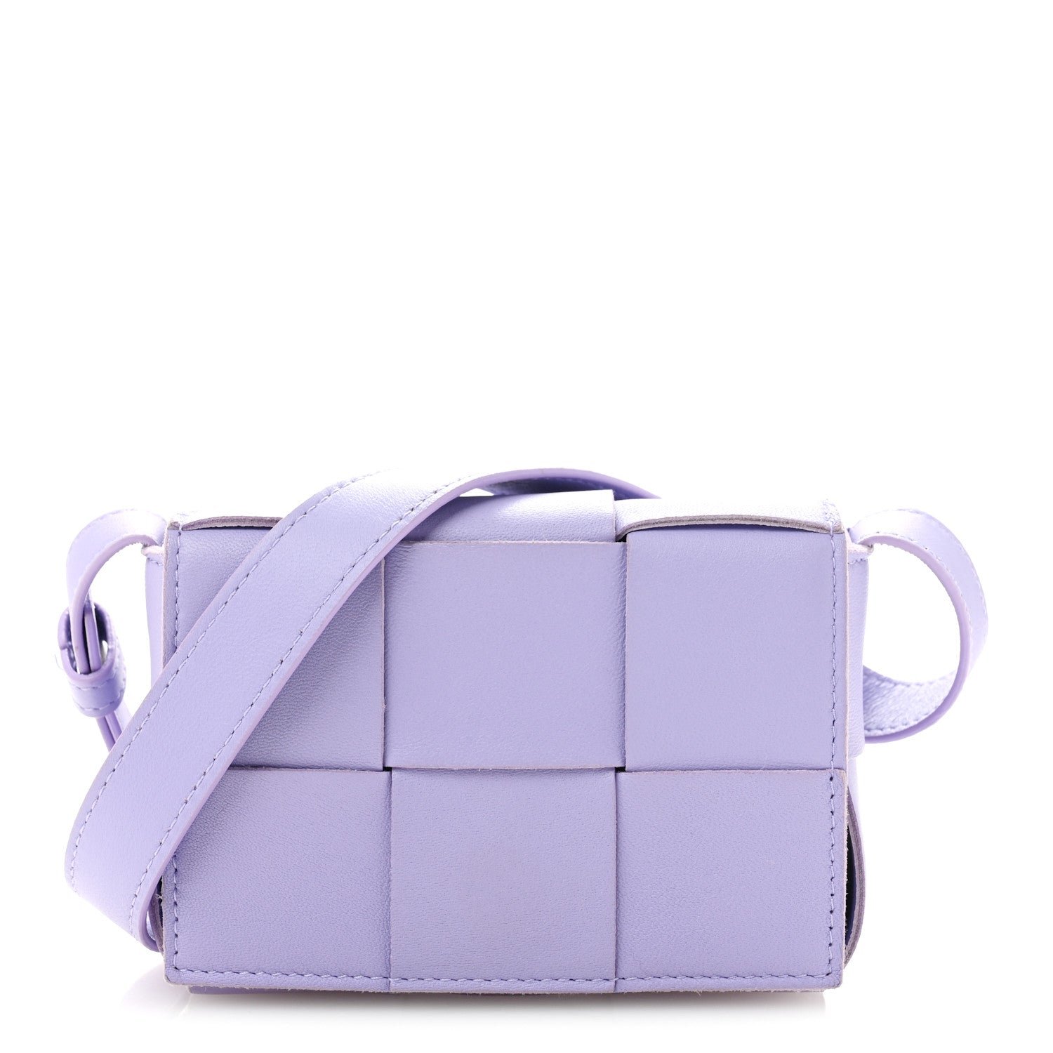Bottega Veneta Lambskin Intreccio Candy Cassette Crossbody Bag Wisteria