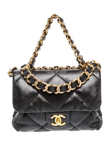 Small Chain Top Handle Flap Bag