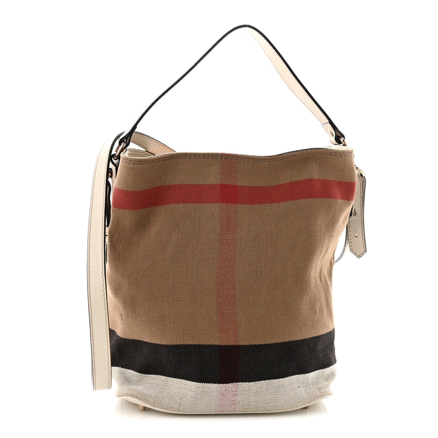 Burberry Canvas Mega Check Small Ashby Hobo White