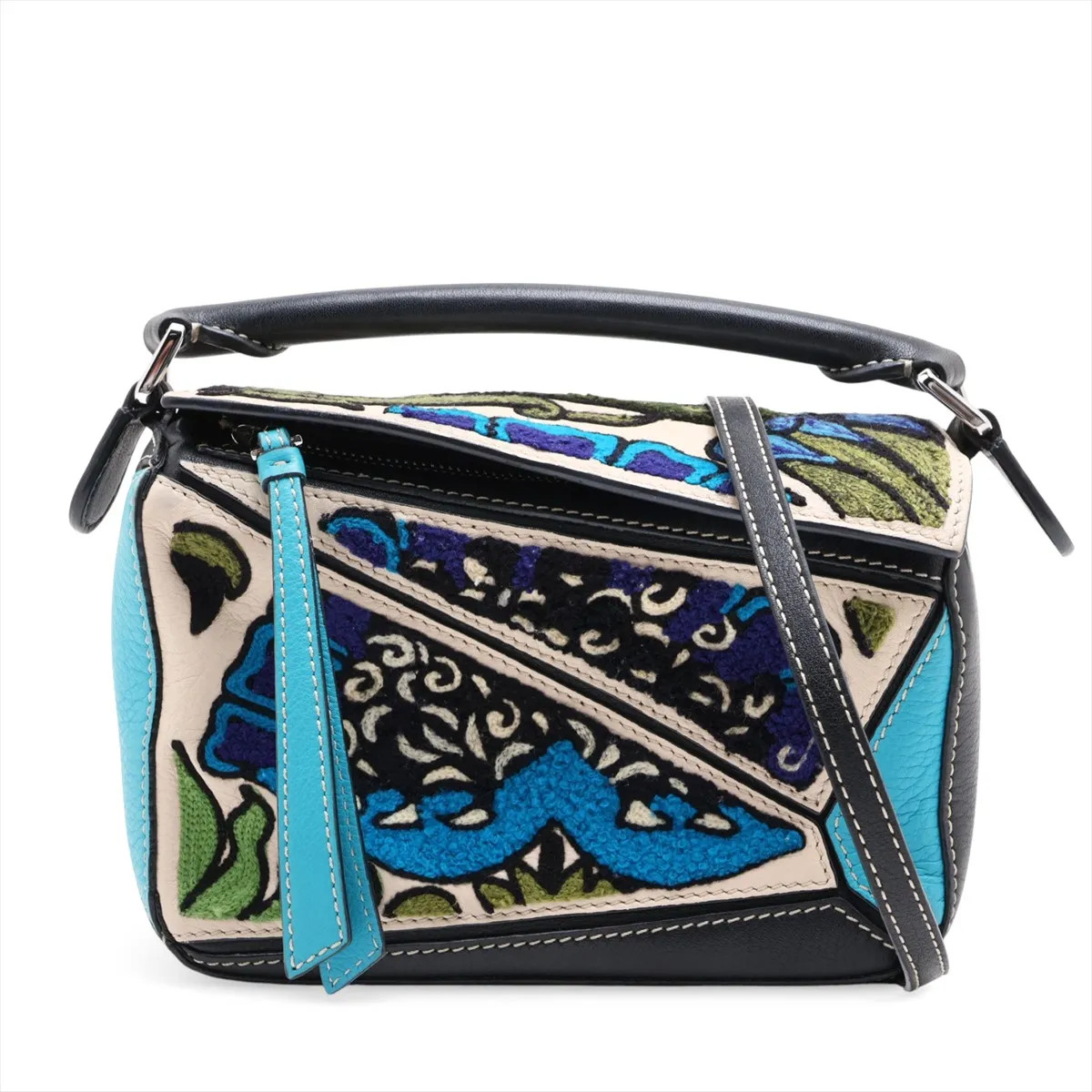 Loewe Mini Puzzle Bag Leather 2 Way Handbag Multicolor