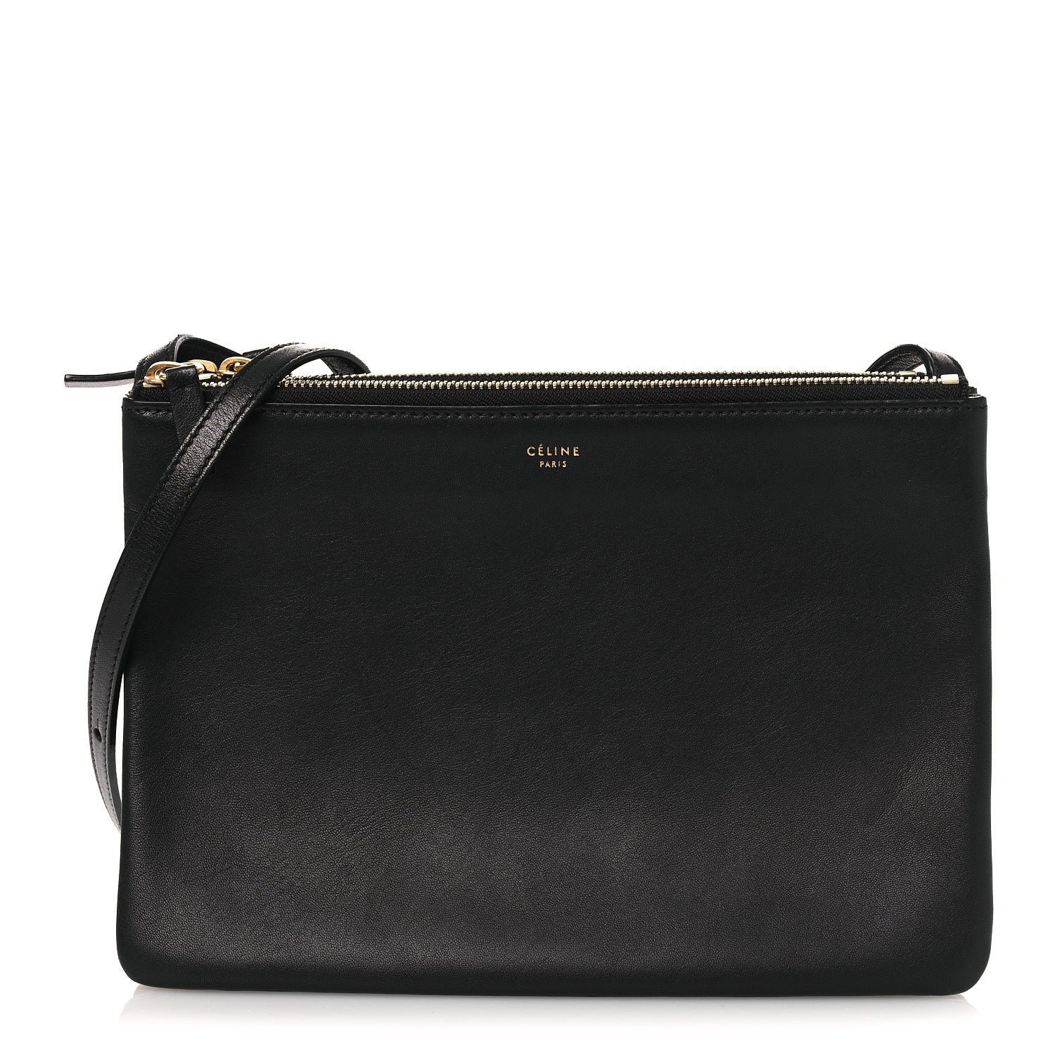 Celine Lambskin Large Trio Crossbody Bag Black