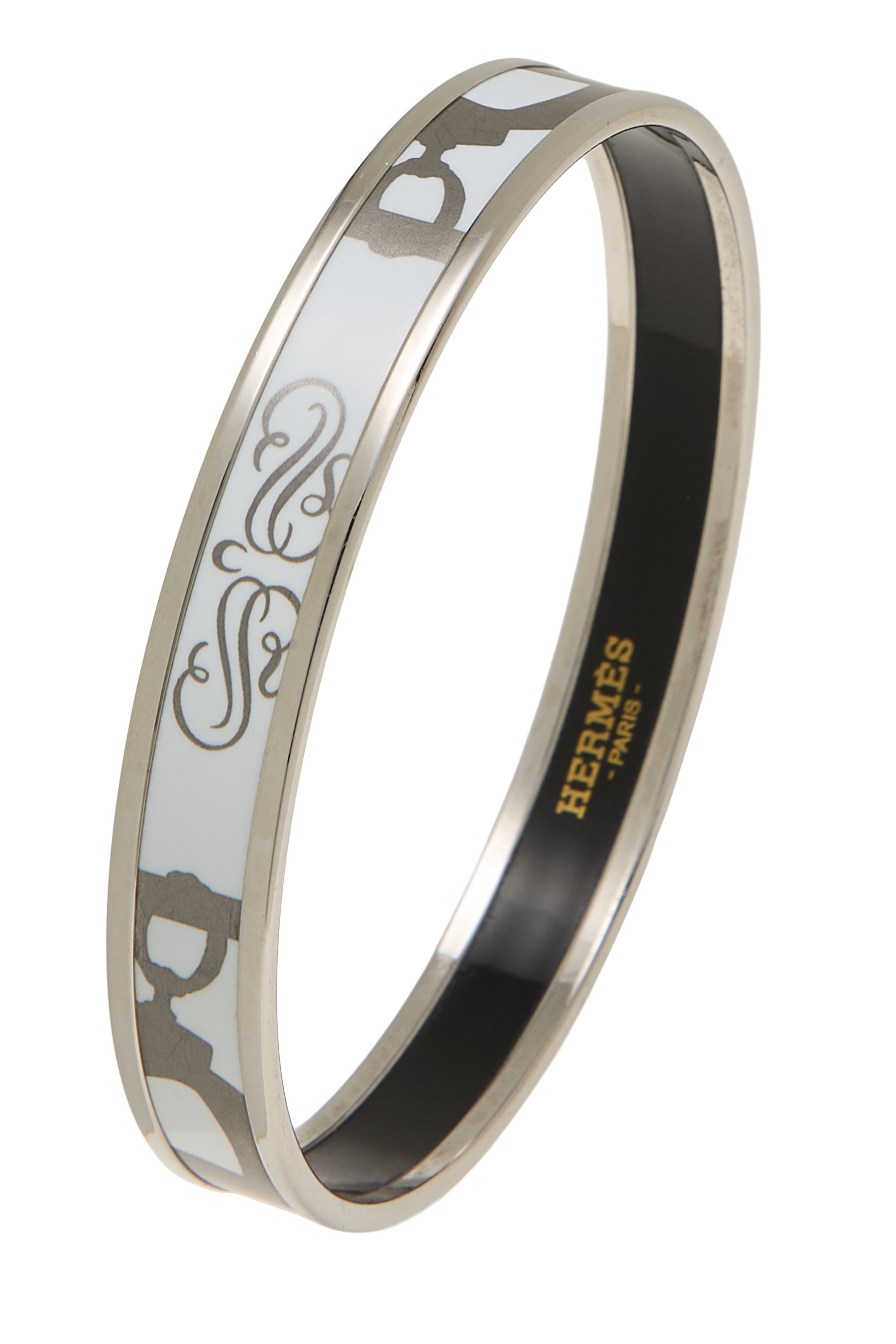 Silver Enamel Bangle Narrow