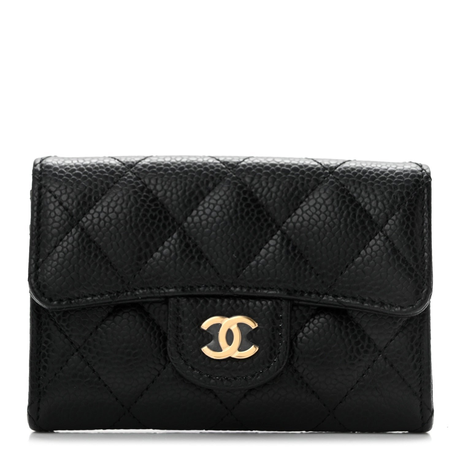Chanel Caviar Quilted Flap Card Holder Black