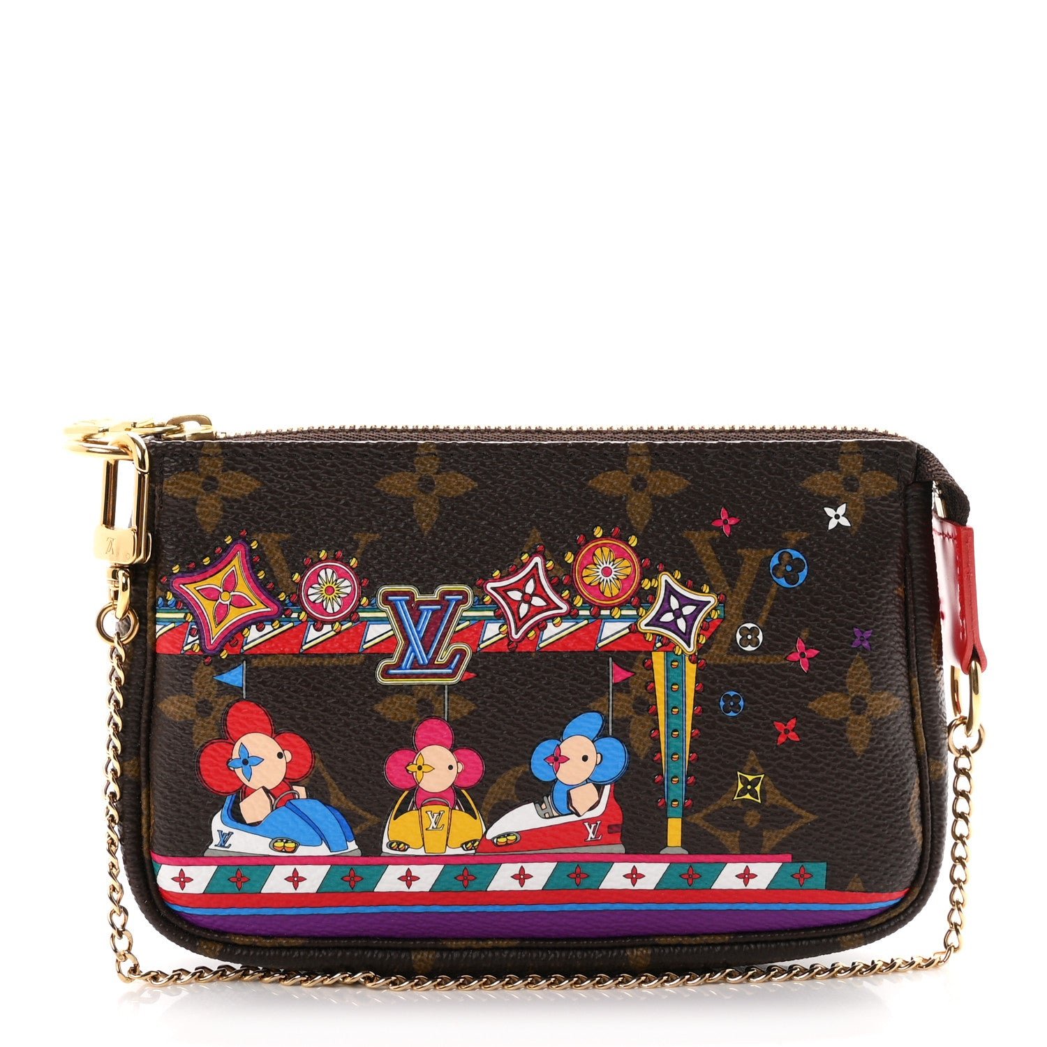 Louis Vuitton Monogram 2020 Christmas Animation Bumper Cars Mini Pochette Accessories Coquelicot