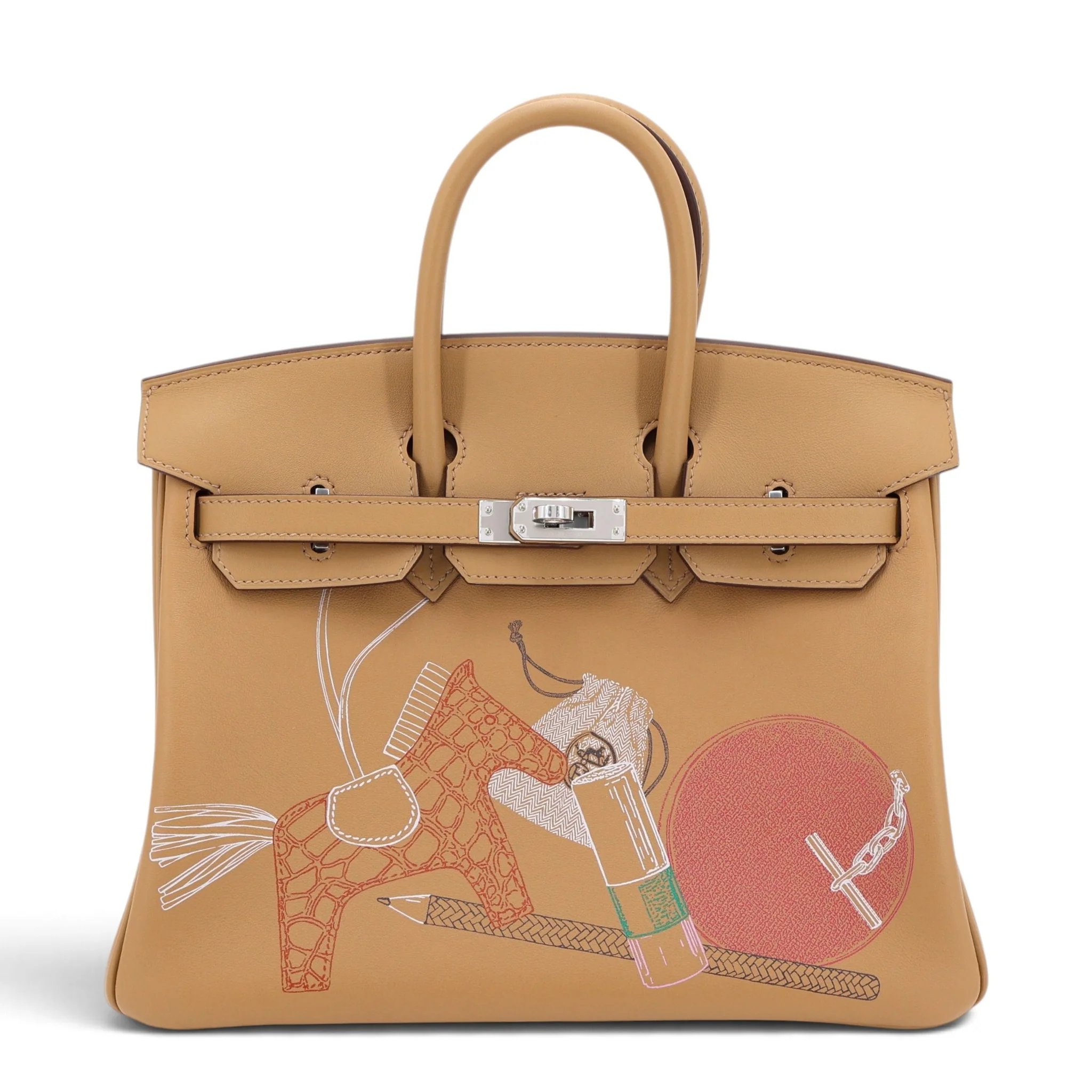 Unused ( Rank NS ) HERMÈS Limited Edition Birkin 25 In & Out Biscuit (4B) Swift Palladium hardware U (2022)