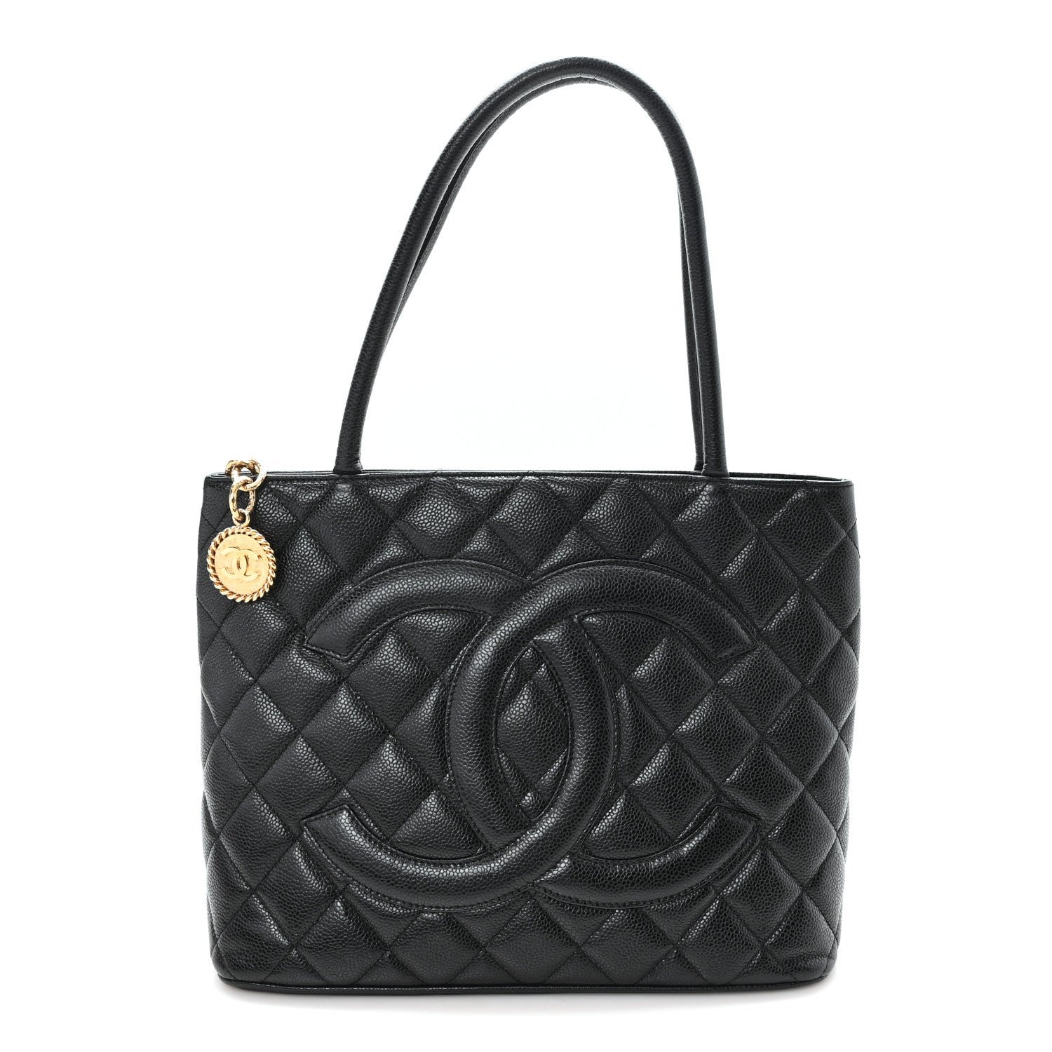 Caviar Quilted Medallion Tote Black