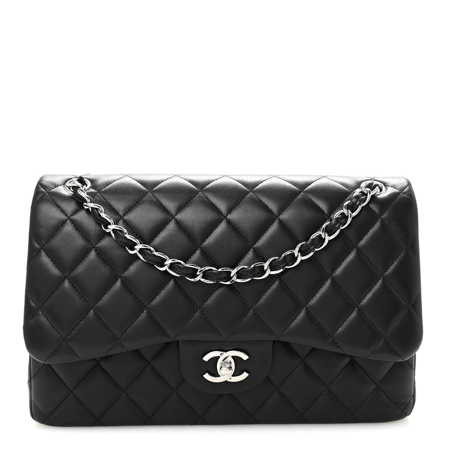 Chanel Lambskin Quilted Jumbo Double Flap Black