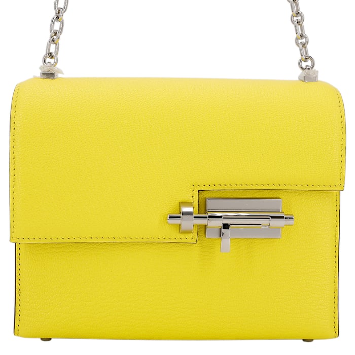 Hermes HERMÈS Verrou Mini shoulder bag in Jaune Citron Chevre leather with Palladium hardware