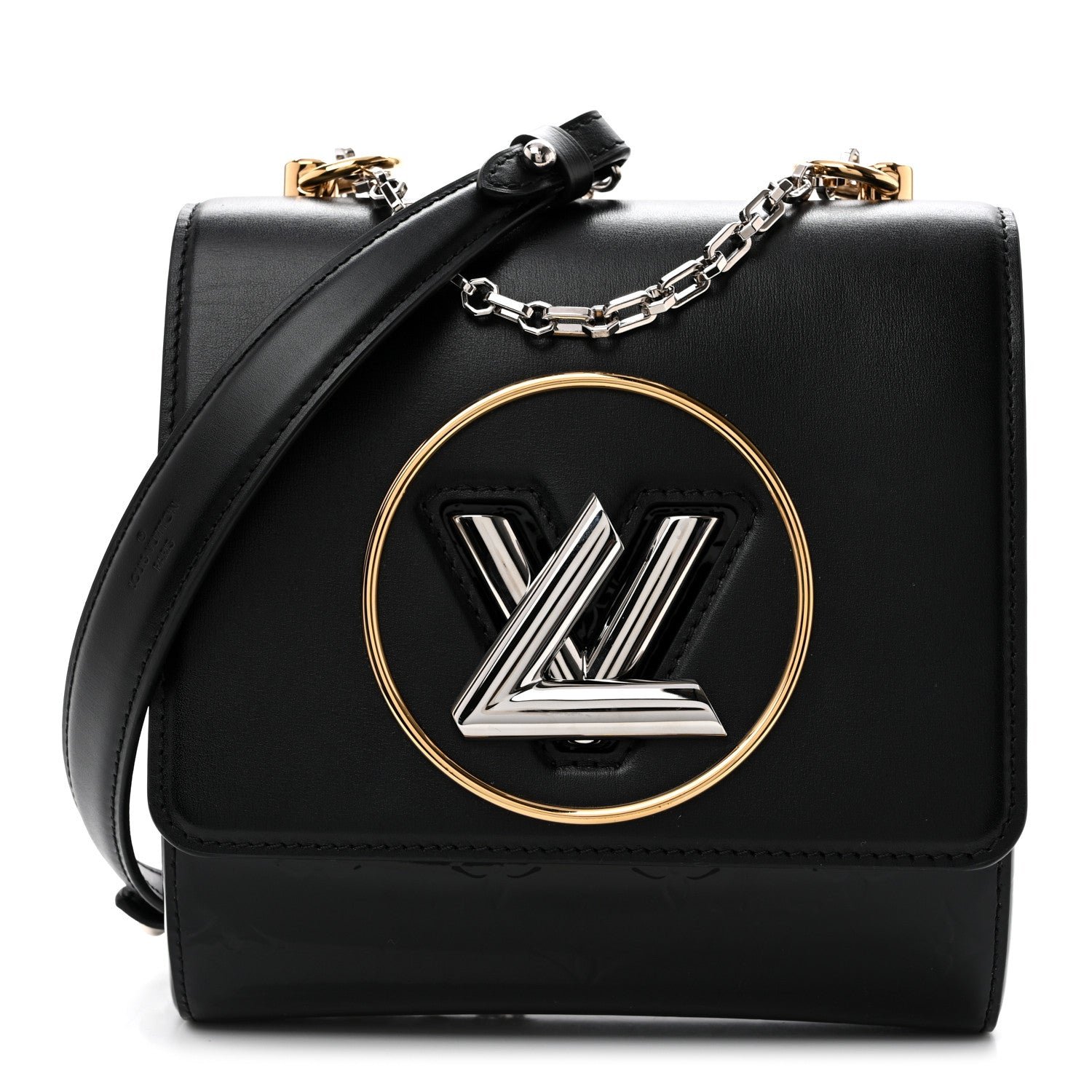 Louis Vuitton Monogram Vernis Calfskin Pochette Twist Shoulder Bag Black