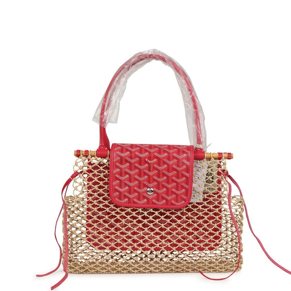 Goyard Goyardine Canvas Fuchsia Aligre Bag Raffia Net Palladium Hardware