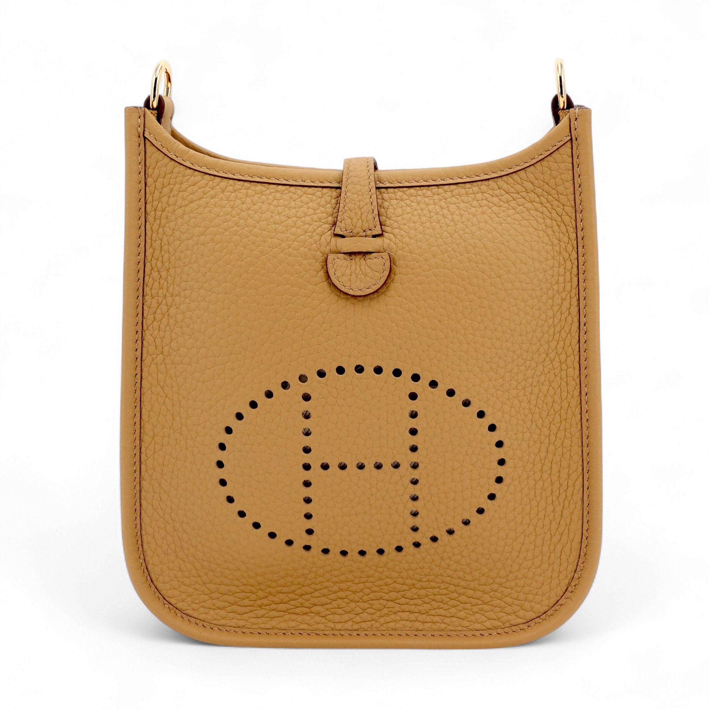 Hermes Brand New ( Rank N ) HERMÈS Mini Evelyne 16 Amazone 89cm Biscuit (4B) Clemence Gold hardware K (2025)