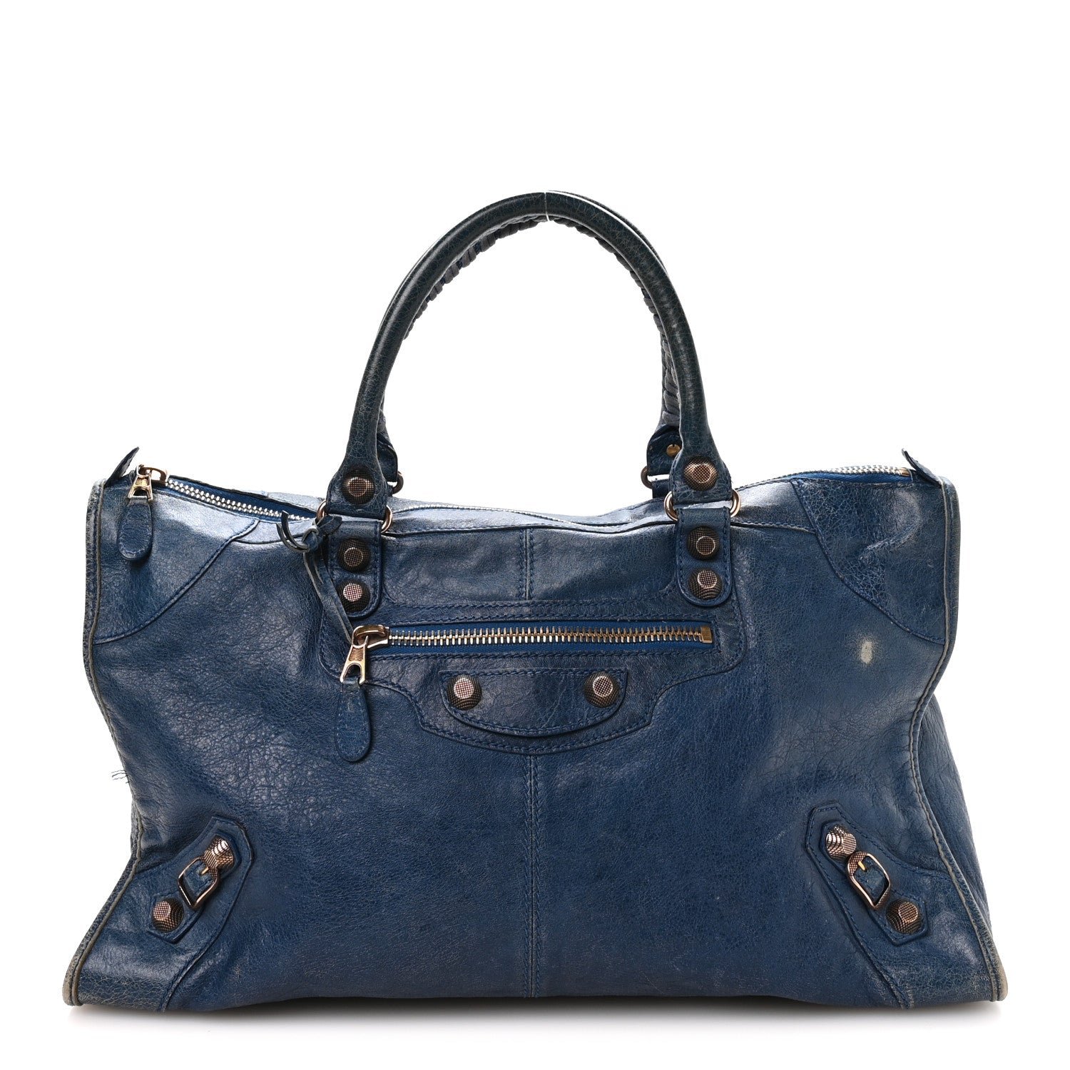 Balenciaga Agneau Giant 12 Gold Hardware Work Bleu Glacier