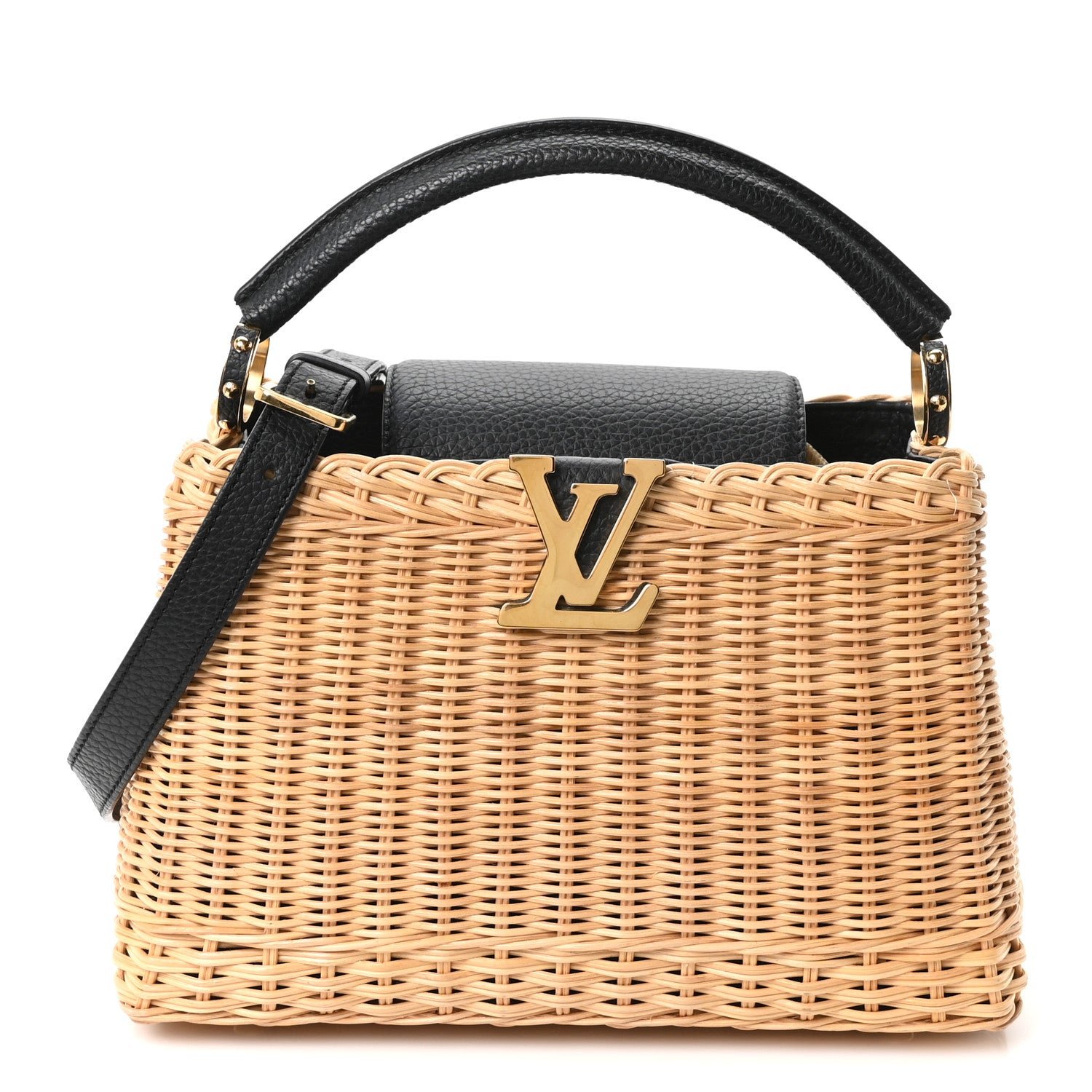 Louis Vuitton Rattan Calfskin Capucines BB Black