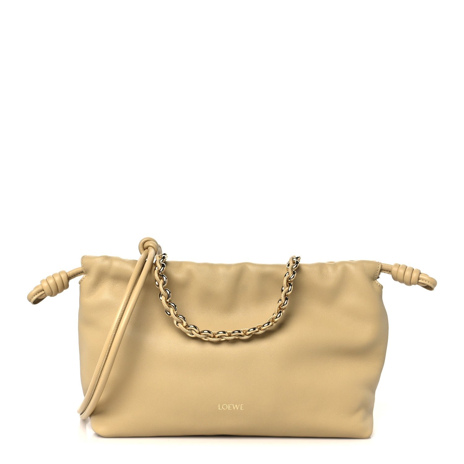 Loewe Mellow Nappa Medium Donut Chain Flamenco Knot Clutch Sahara