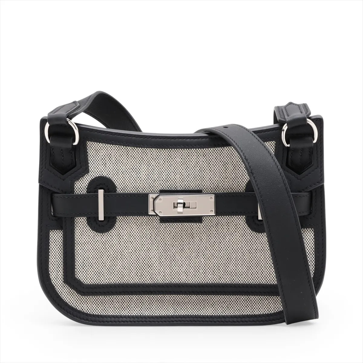 Hermès Gypsiere mini Toile H x Veau Swift Black Silver Metal Fittings