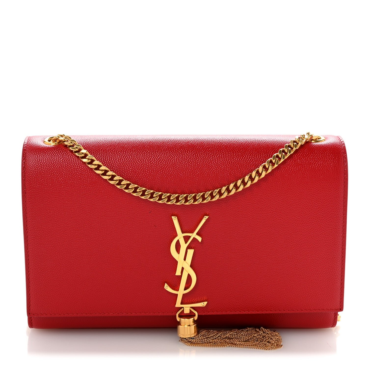 Saint Laurent Grain De Poudre Medium Classic Monogram Kate Tassel Satchel Rouge Eros