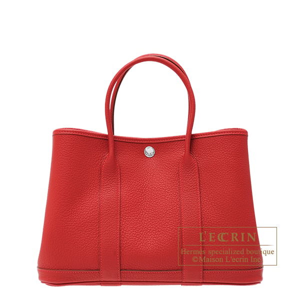 Hermes Hermes Garden Party bag 30/TPM Rouge piment Negonda leather Silver hardware