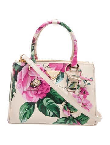 Prada Enameled Metal Triangle Galleria Tote Small