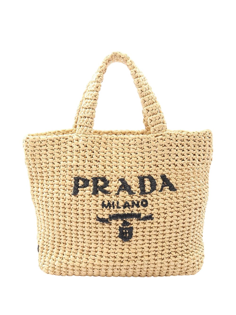 2013-2026 Small Raffia Effect Crochet Embroidered Logo tote bag