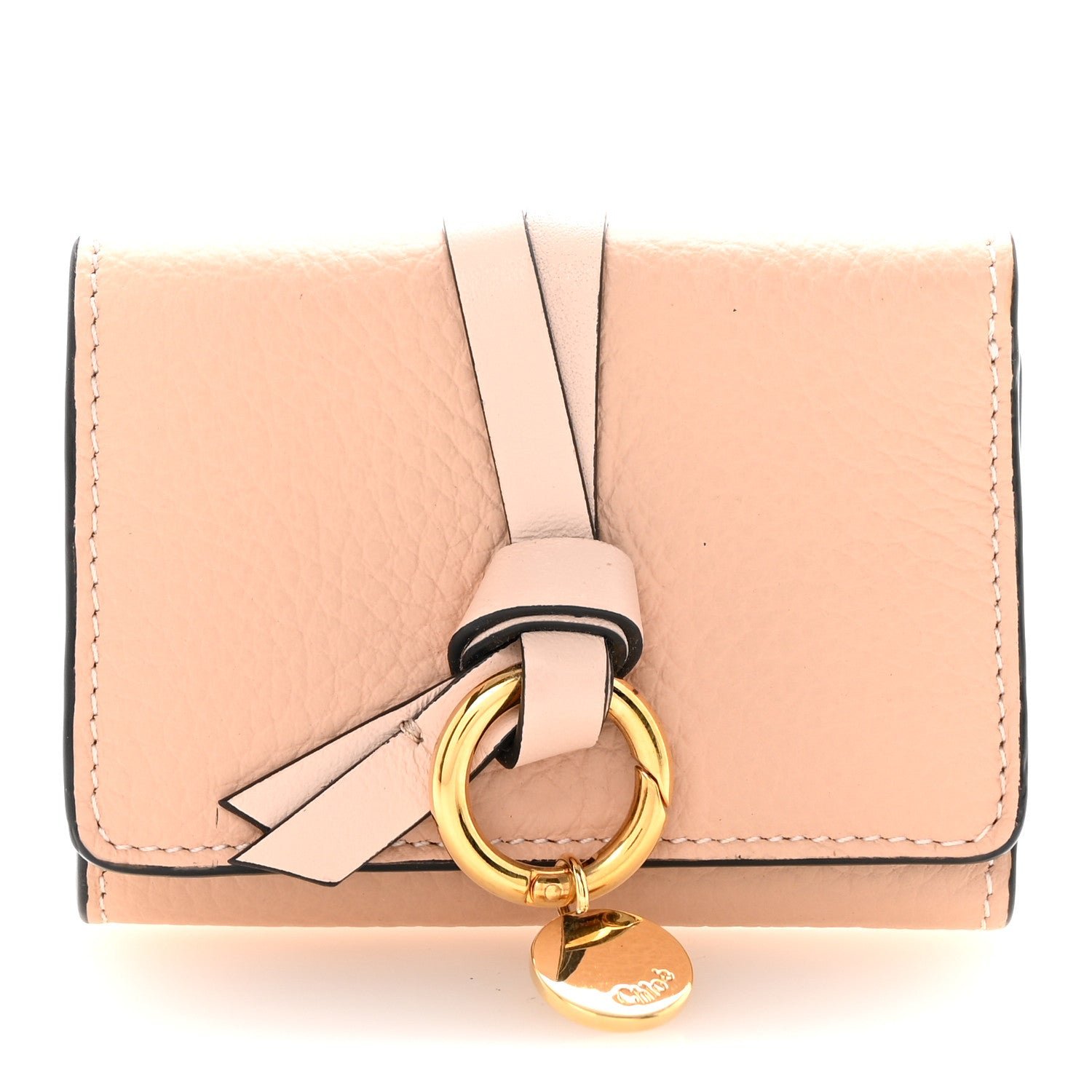 Chloe Grained Calfskin Alphabet Compact Wallet Blush Nude