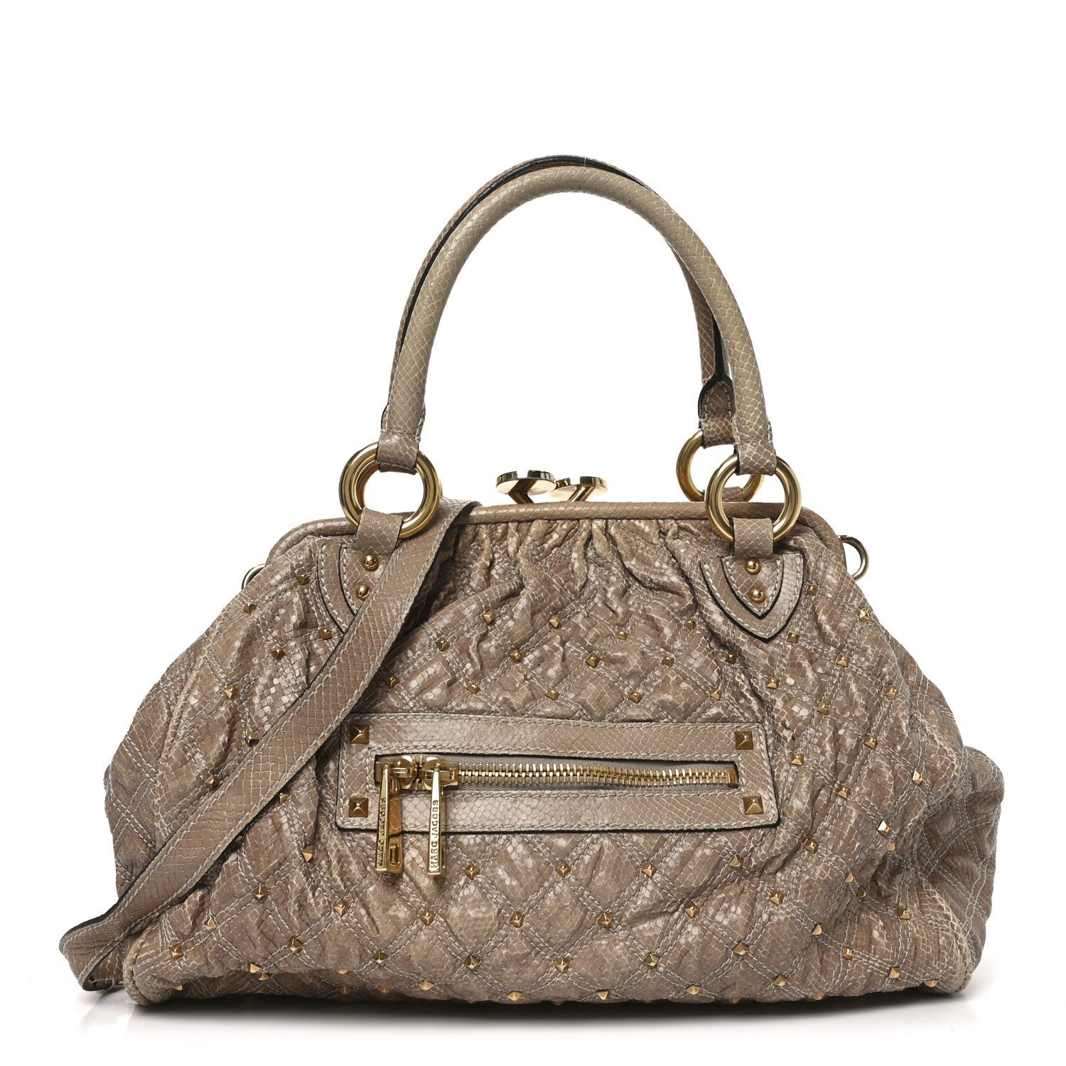 Marc Jacobs Marc Jacobs Snakeskin Embossed Calfskin Quilted Studded Beige