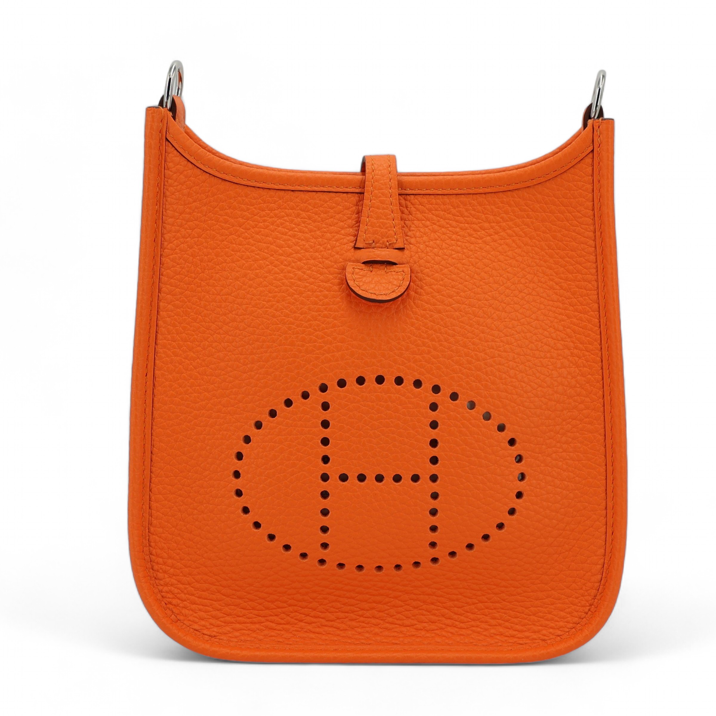 Brand New ( Rank N ) HERMÈS Mini Evelyne 16 Amazone 98cm Feu (9J) Clemence Palladium hardware B (2023)