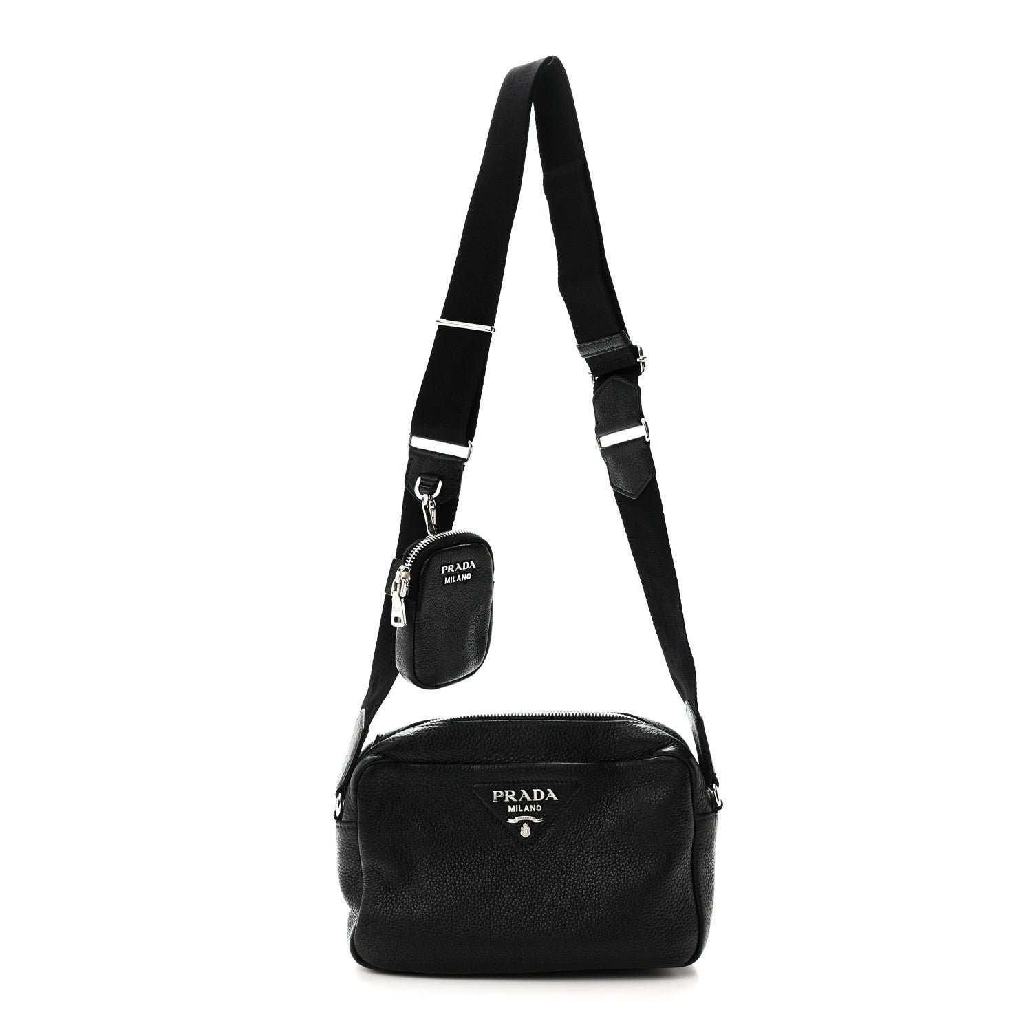 Prada Vitello Daino Soft Crossbody Black