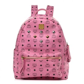 MCM Visetos Medium Sprinkle Stud Stark Backpack Pink