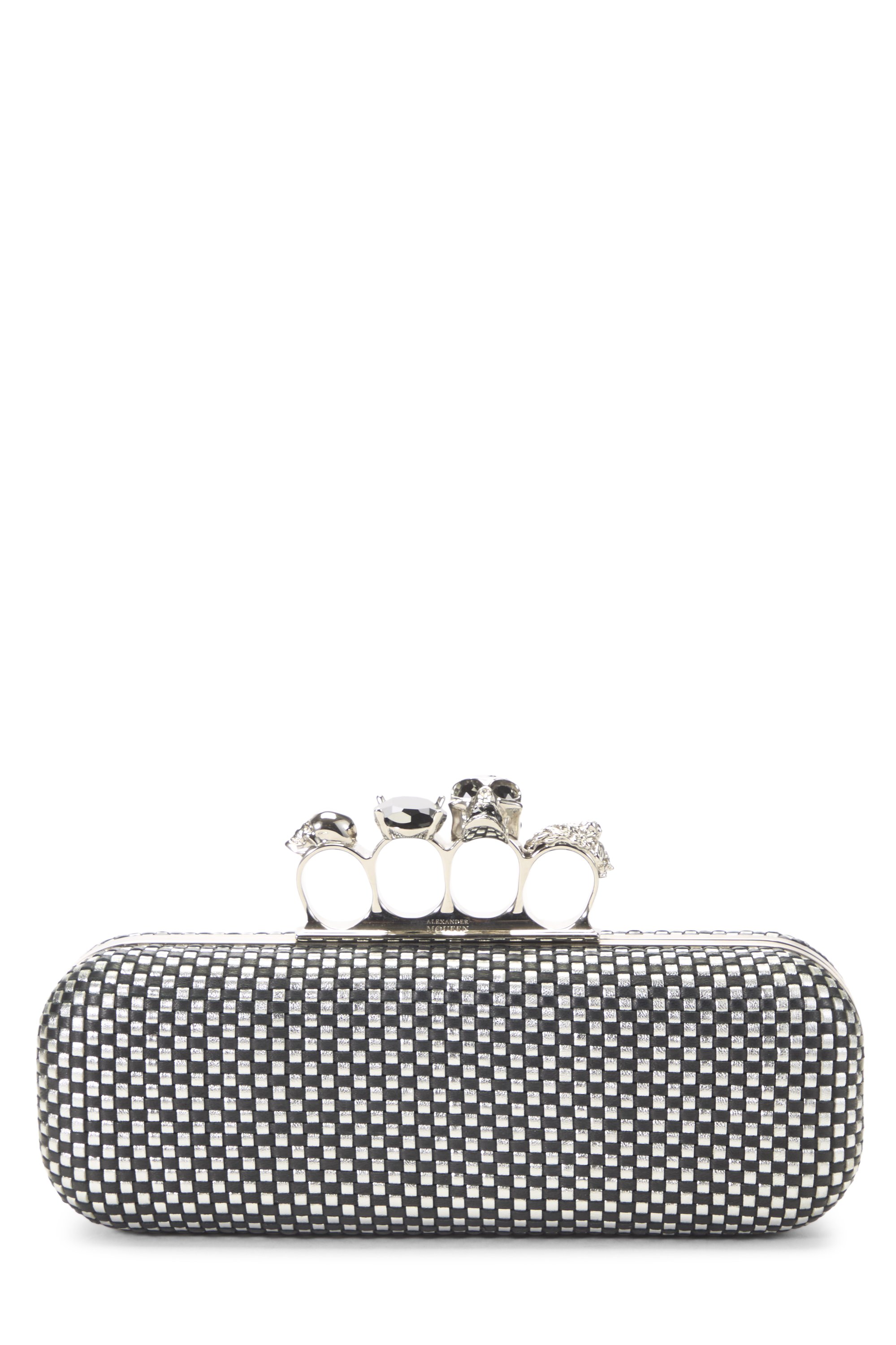 Silver Leather Knuckle Clutch