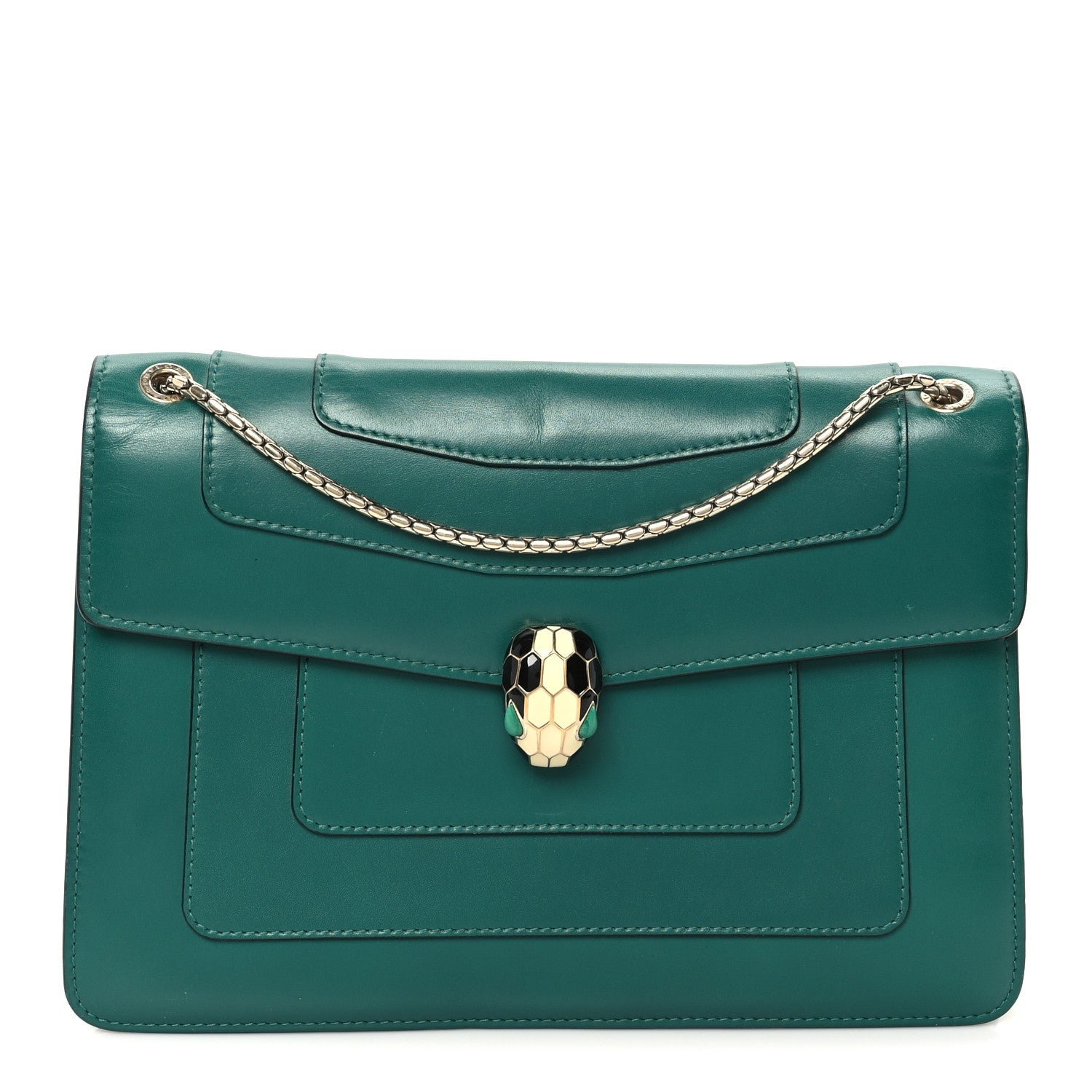 Bvlgari Bulgari Calfskin Serpenti Forever Shoulder Bag Emerald Green