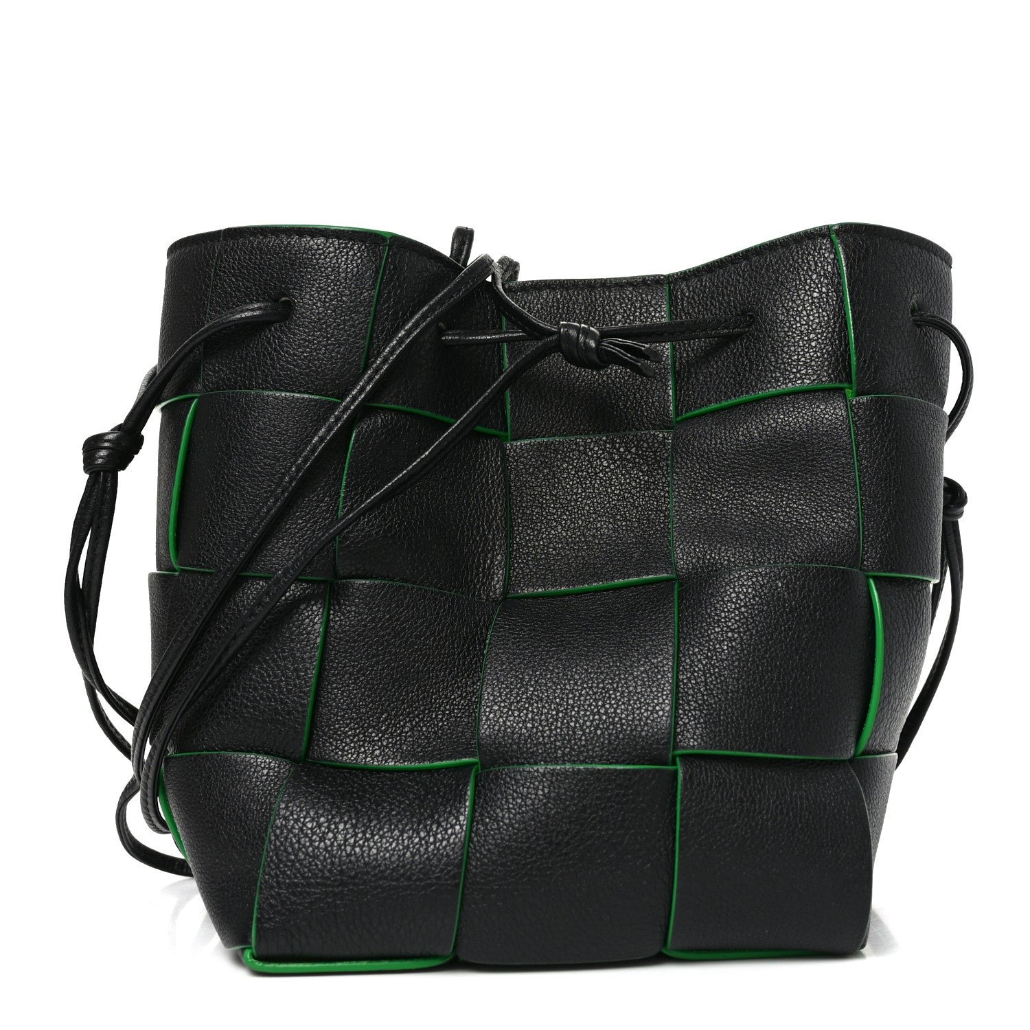 Bottega Veneta Bottega Veneta Nappa Maxi Intrecciato Mini Cassette Bucket Bag Black Parakeet
