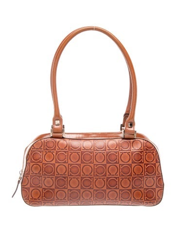 Ferragamo Embossed Leather Shoulder Bag
