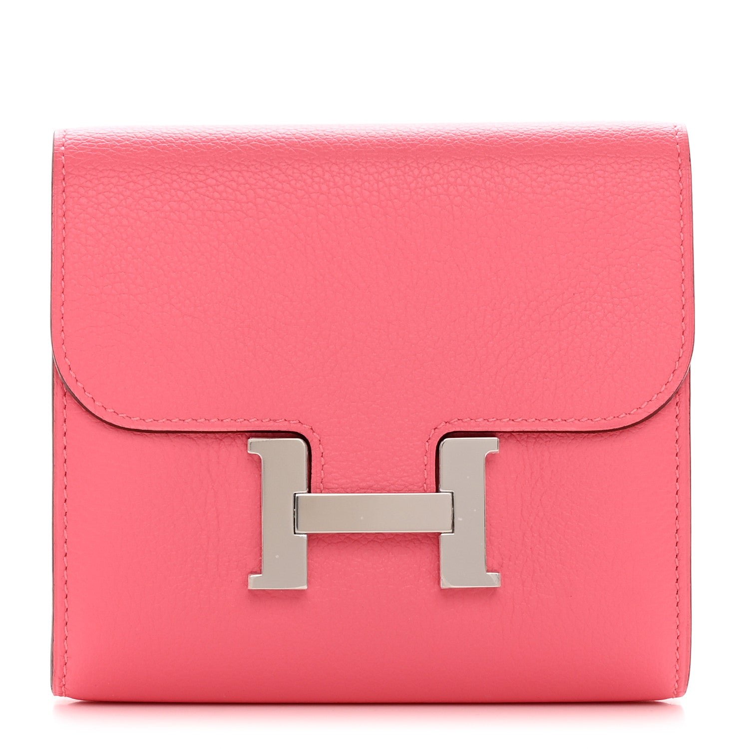 Hermes Evercolor Constance Compact Passant Wallet Rose Azalee