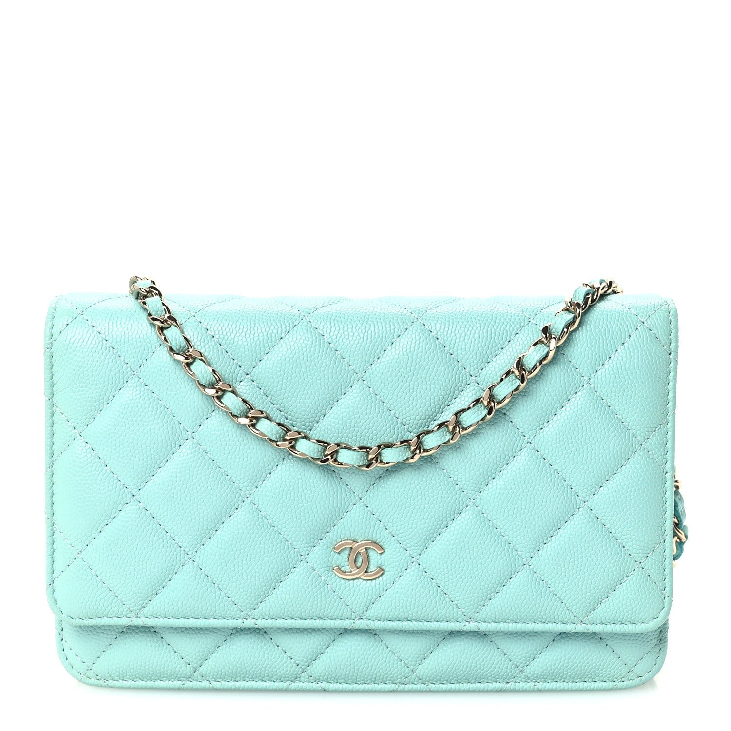 Chanel Caviar Quilted Wallet On Chain WOC Turquoise
