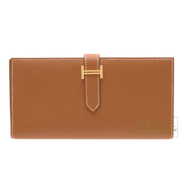Hermes Bearn Soufflet Gold Epsom leather Gold hardware