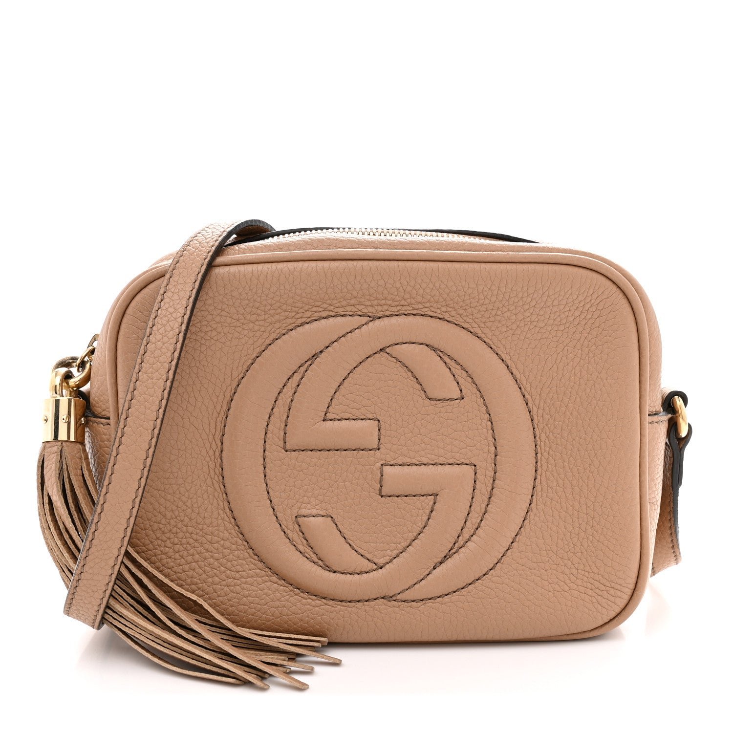Gucci Pebbled Calfskin Small Soho Disco Bag Camelia