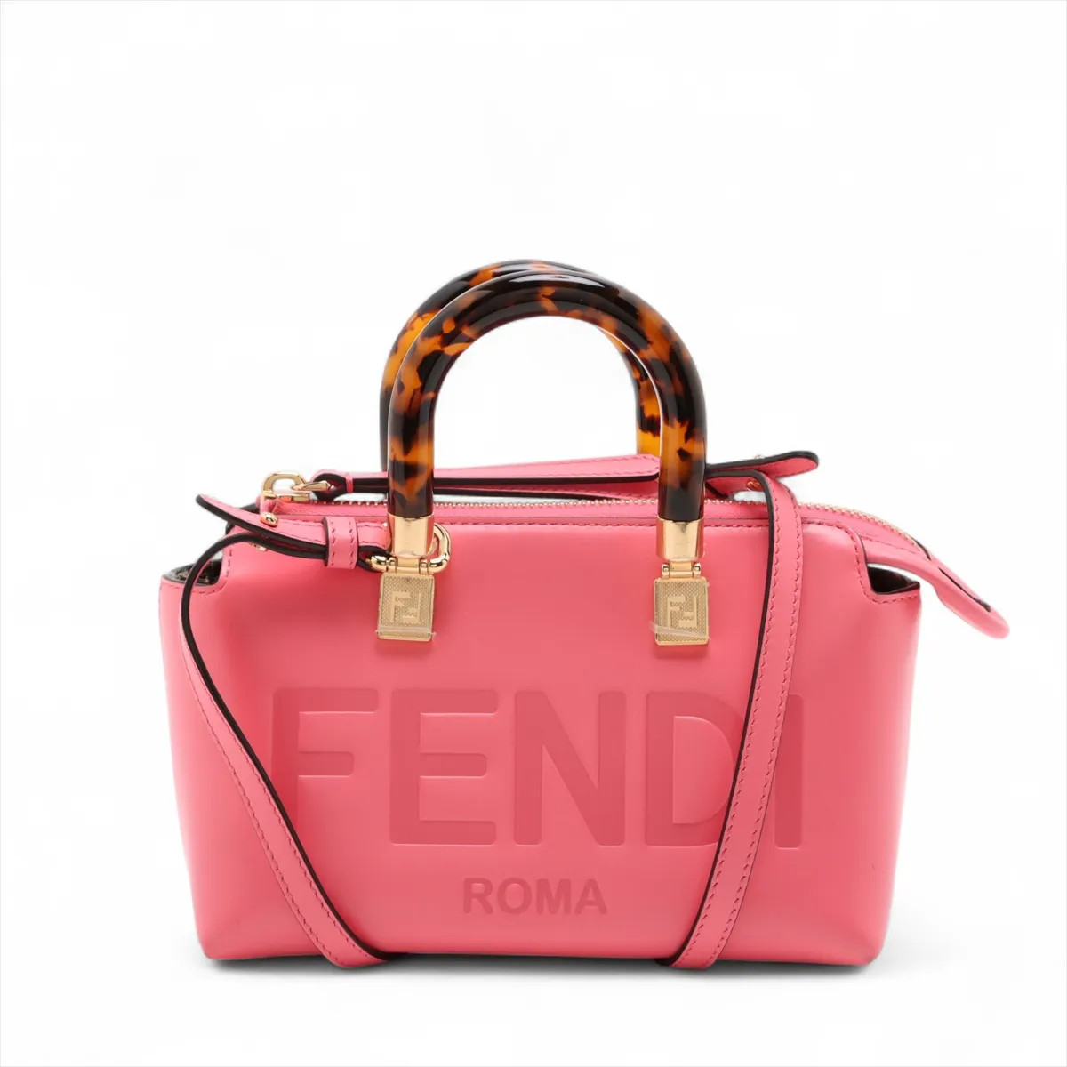 Fendi By The Way Mini Leather 2 Way Handbag Pink 8BS067