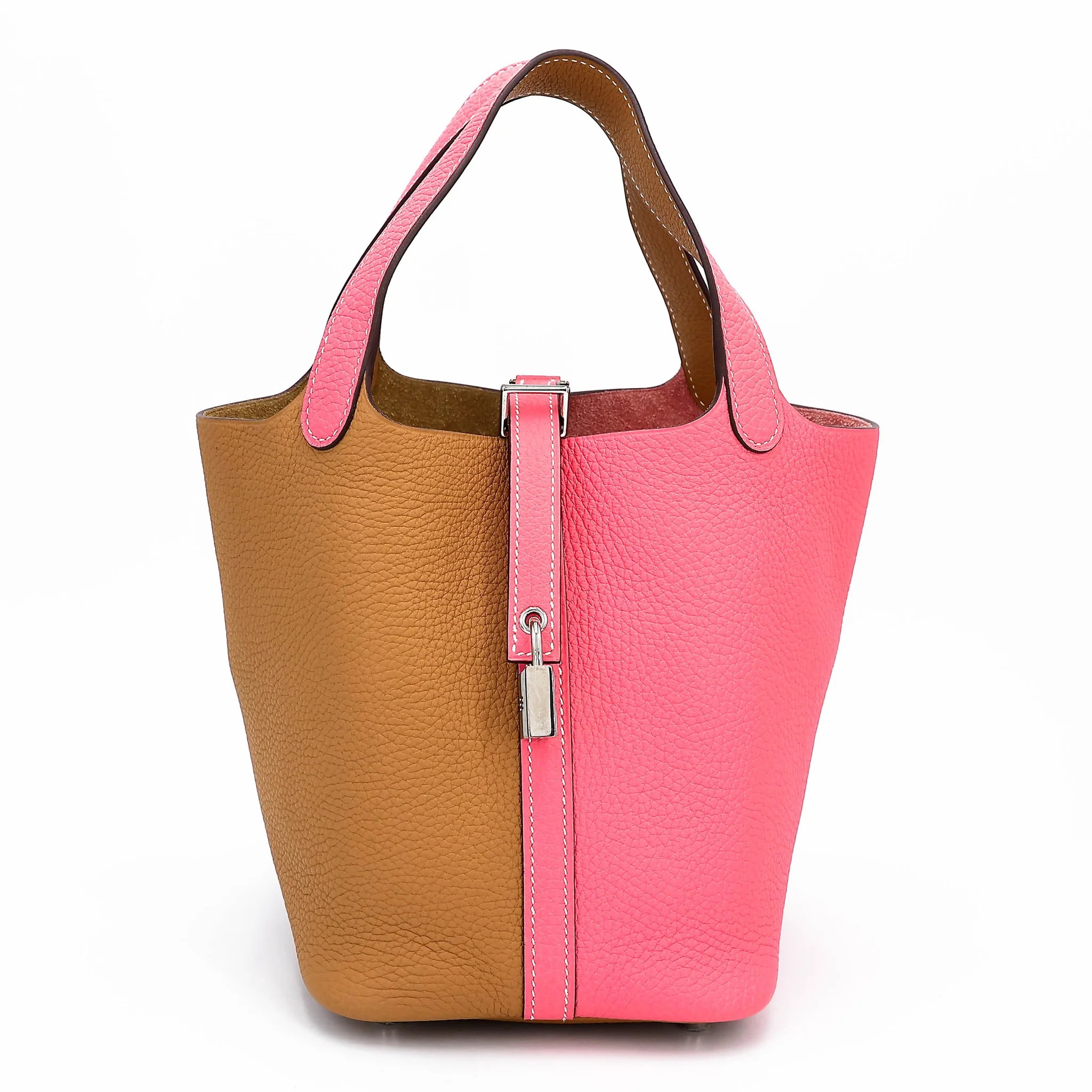 Unused ( Rank NS ) HERMÈS Limited Edition Picotin Lock PM Casaque Rose Azalee (8W) Sesame (2S) Clemence Palladium hardware Y (2020)