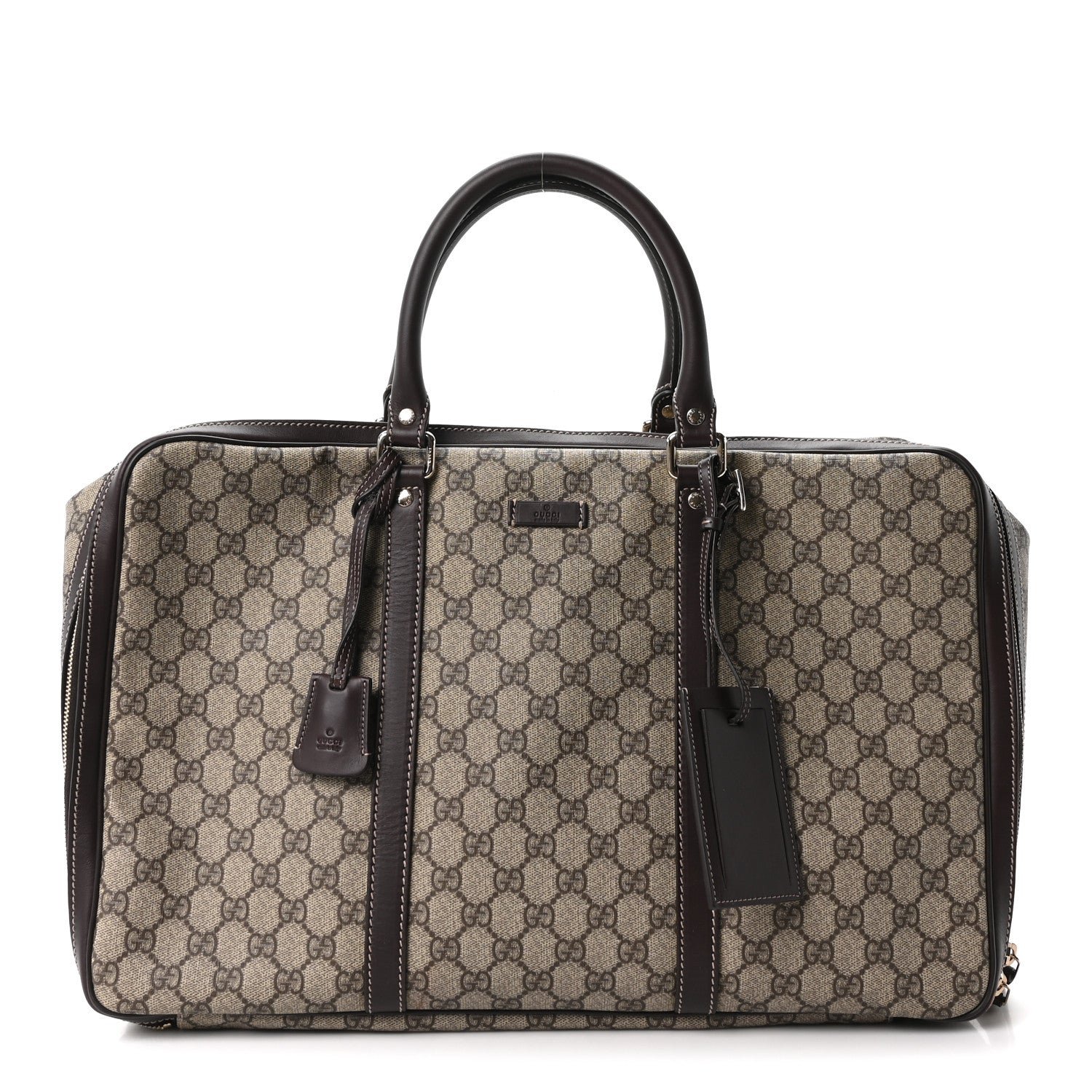 Gucci GG Supreme Monogram Medium Double Handle Briefcase Dark Brown