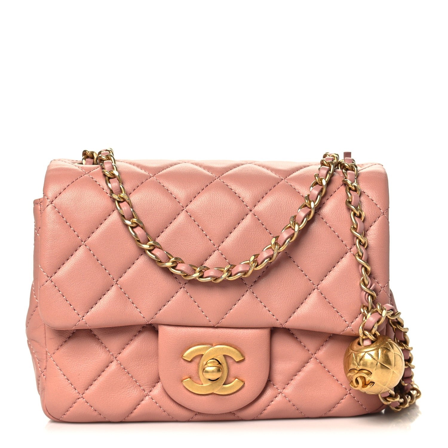 Chanel Lambskin Quilted Mini Pearl Crush Flap Pink