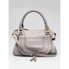 Chloe Grey Leather Medium Marcie Satchel Bag