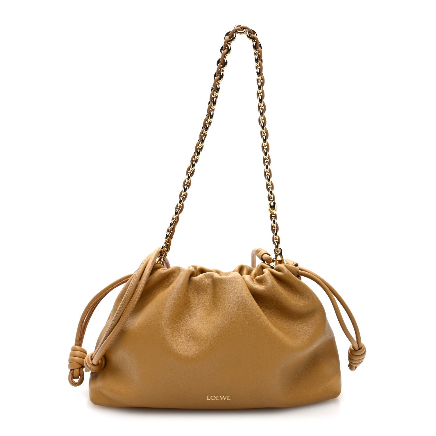 Loewe Mellow Nappa Donut Medium Chain Flamenco Knot Clutch Sahara