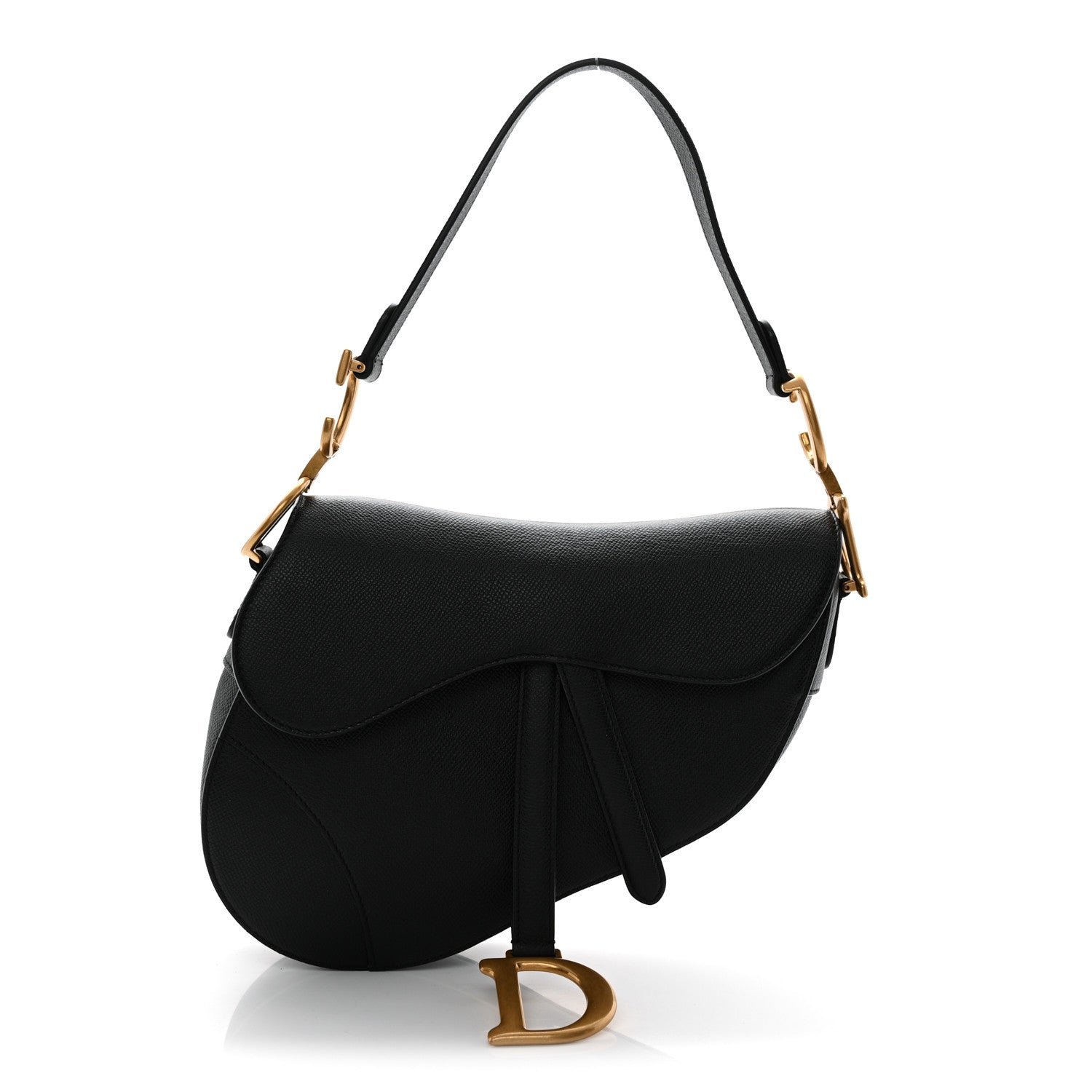 Christian Dior Grained Calfskin Saddle Bag Black