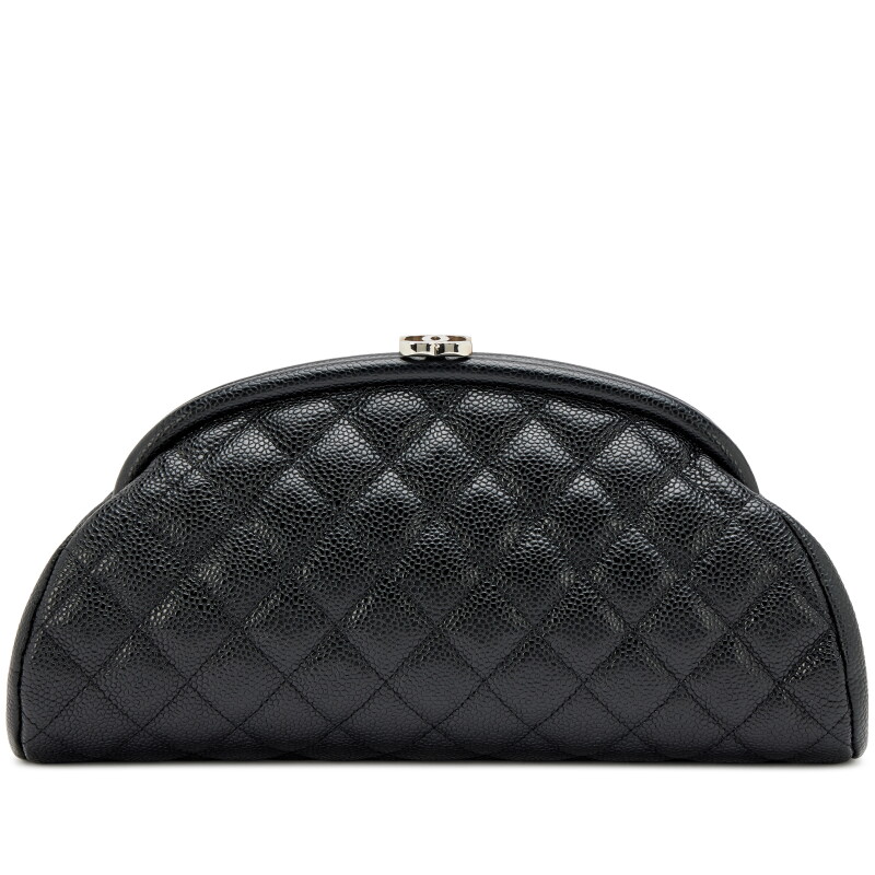 Black Quilted Caviar Timeless Clutch Silver Hardware, 2006-2008