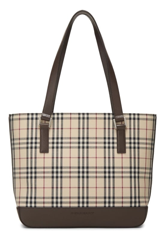 Brown House Check Jacquard Zip Tote Small