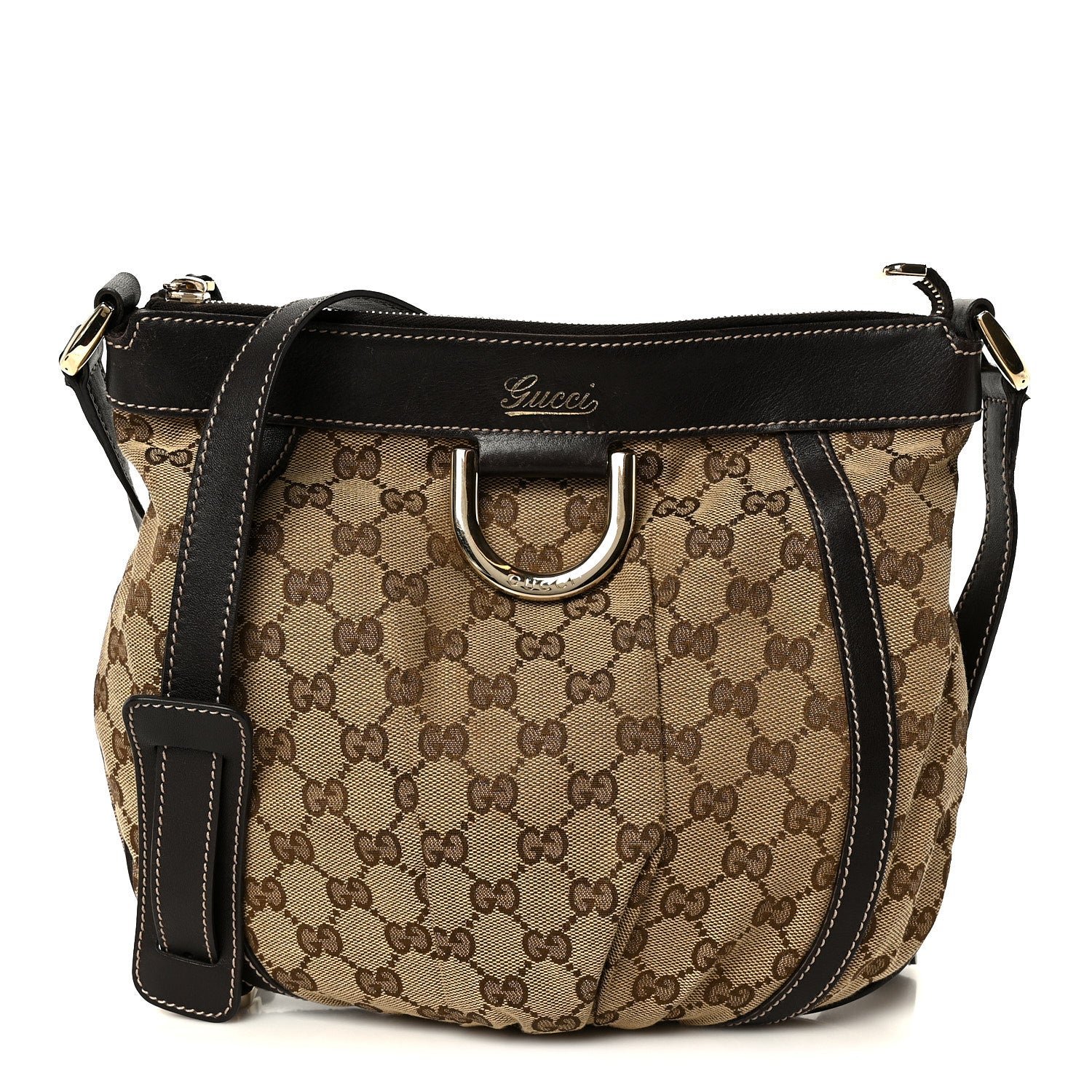 Gucci Monogram Small D Gold Ring Messenger Dark Brown