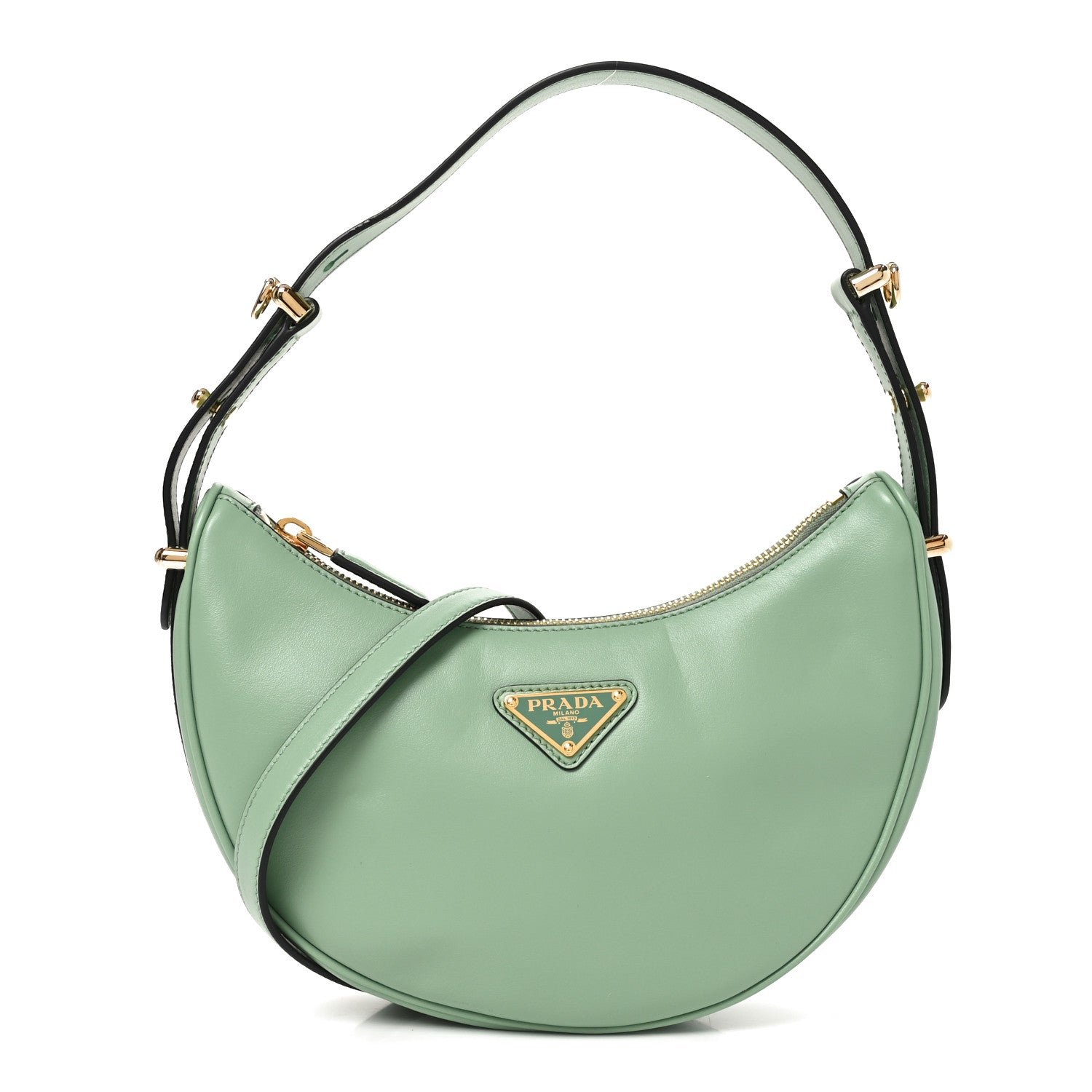 Prada Soft Calfskin Arque Shoulder Bag Acquamarina
