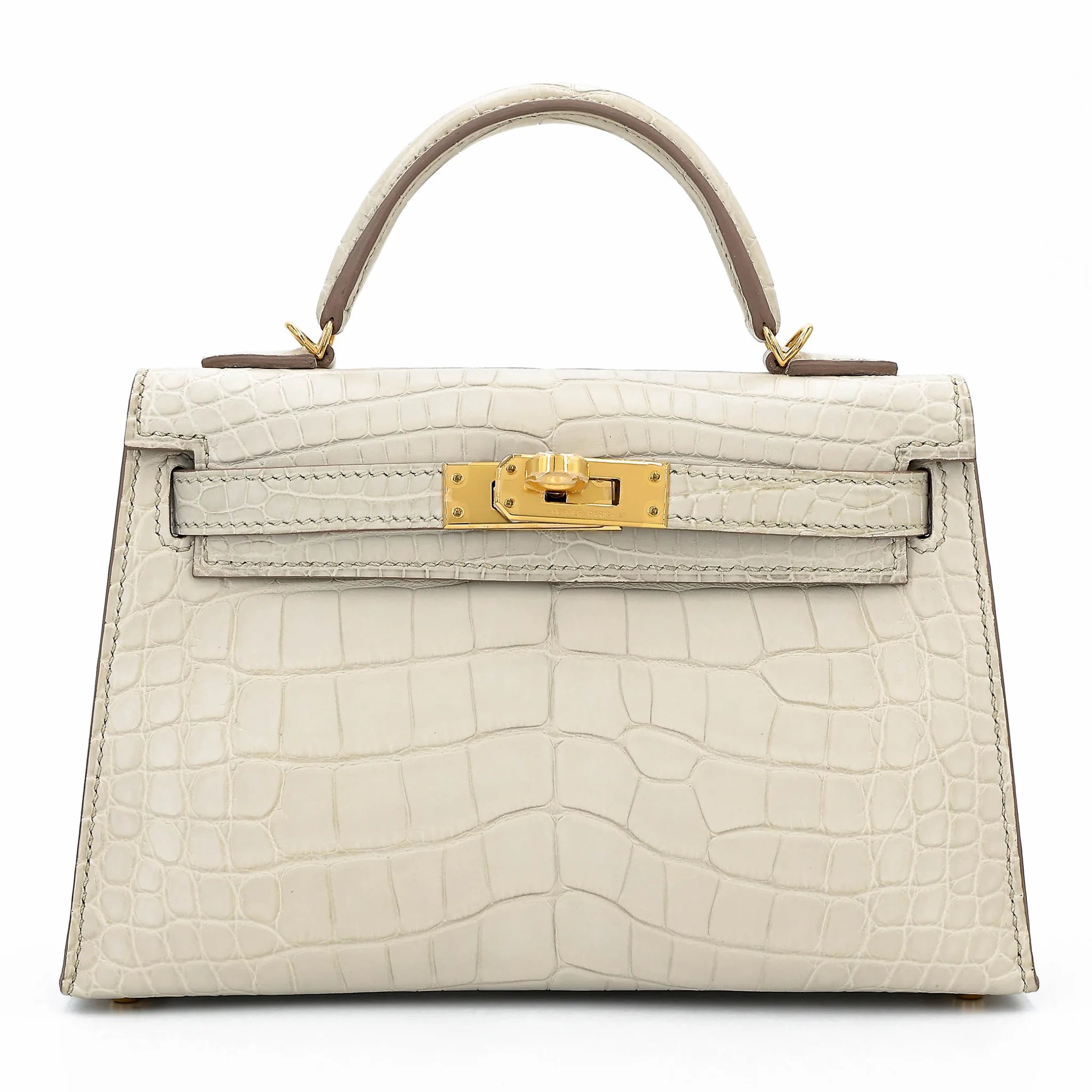 Unused ( Rank NS ) HERMÈS Mini Kelly II Beton (8L) Matte Alligator Gold hardware U (2022)