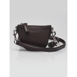 Gucci Brown Pebbled Leather Super Mini B Crossbody Bag