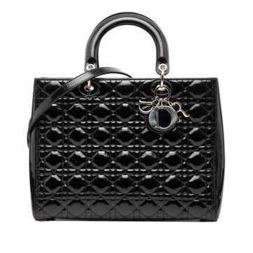 Patent Leather Large Patent Cannage Lady Dior